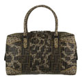 Fendi Brown Canvas 'B Mix' Logo Handbag