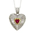 Sterling Silver Red Cubic Zirconia Heart Necklace