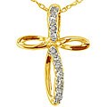 10k Yellow Gold 1/8ct TDW Diamond Cross Necklace
