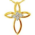 10k Gold 1/10ct TDW Diamond Cross Necklace (J-K, I2)