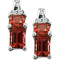 14k White Gold Garnet and Diamond Earrings