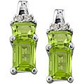 14k White Gold Peridot and Diamond Earrings