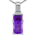 14k White Gold Amethyst and Diamond Necklace