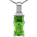 14k White Gold Peridot and Diamond Necklace (H-I, I1)