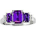 14k White Gold Amethyst and Diamond Ring (H-I, I1)