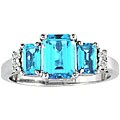 14k White Gold Blue Topaz Diamond Ring (H-I, I1)