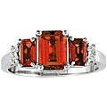 14k White Gold Garnet and Diamond Ring (H-I, I1 )