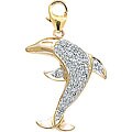 14k Yellow Gold 1/10ct TDW Diamond Dolphin Charm