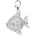 14k White Gold 1/10ct TDW Diamond Fish Charm