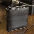 Kozmic Black Leather Tri-fold Wallet