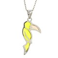 Sterling Silver Yellow/ Light Pink Bird Necklace