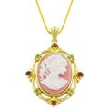 14k Gold over Silver Cameo and CZ Necklace