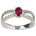 14k White Gold Ruby and 1/6ct TDW Diamond Ring