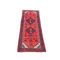 Persian Hamadan Hand-knotted Red/ Navy Rug (4'3 x 12'3)