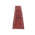 Persian Hamadan Hand-knotted Black/ Navy Rug (3'8 x 15'9)