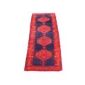 Persian Hamadan Hand-knotted Navy/ Red Rug (3'9 x 12'8)