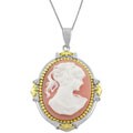 Sterling Silver with 14k Gold Cameo CZ Necklace