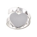 Sterling Silver Cross-over Dangling Heart Ring