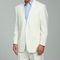 Bill Blass Men's Ivory Stripe Performance Linen Suit