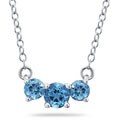 14k Gold Three Stone Blue Topaz Necklace