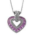 14k Gold Pink Sapphire and Diamond Heart Necklace