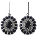 Sterling Silver Blue Sapphire and Diamond Earrings