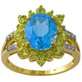 10k Gold Topaz Peridot 1/10ct TDW Diamond Ring