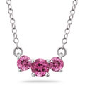 14k White Gold Three-stone Pink Topaz Necklace