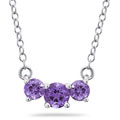 14k White Gold Three-stone Amethyst Necklace