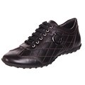 Geox Women's Black Leather Lace-up Sneakers