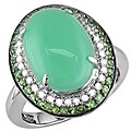 14k Gold Chrysophase and 1/5ct TDW Diamond Ring