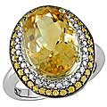 14k Gold Citrine and 1/5ct TDW Diamond Ring