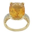 14k YG Citrine & Diamond Ring