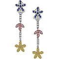 14k Gold 1/6ct TDW Diamond Multi Sapphire Earrings