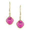 10k Yellow Gold Diamond Pink Topaz Earrings