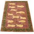 Nepalese Hand-knotted Burgundy/ Green Rug (5' x 8')