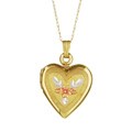14k Gold Tri-tone Heart Locket Necklace