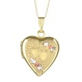 14k Gold Heart with Flowers Locket Necklace