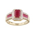10k Yellow Gold Sapphire 1/4ct TDW Diamond Ring