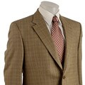 IZOD Men's Tan Check 2-button Center Vent Sportscoat
