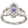 10k White Gold Tanzanite and White Sapphire Ring