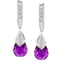 14k Gold Amethyst and 1/10ct TDW Diamond Earrings