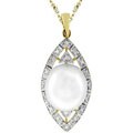 14k Gold Pearl and 1/10ct TDW Diamond Necklace