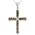 14k Gold 1 1/3ct TDW Diamond Cross Necklace (I-J,