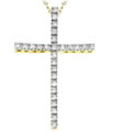 14k Gold 1/5ct TDW Diamond Cross Necklace (I-J, I1)