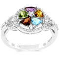 14k Gold Gemstone and 1/5ct TDW Diamond Ring