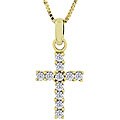 14k Gold 1/5ct TDW Diamond Cross Necklace (I, I1)