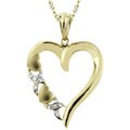 14k Yellow Gold Diamond Accent Heart Necklace