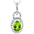 14k Gold Peridot and 1/5ct TDW Diamond Necklace