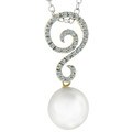 14k Gold FW Pearl and 1/6ct TDW Diamond Necklace (10 mm)